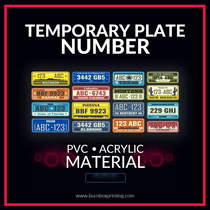 Temporary Plate Number